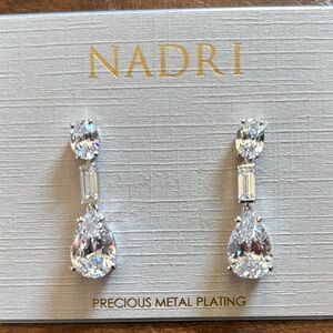 Nadri Silver Crystal Teardrop Earrings